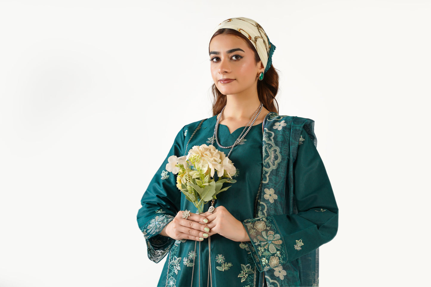Anaya Noor Fancy Jacquard Cotton Emb 3PC