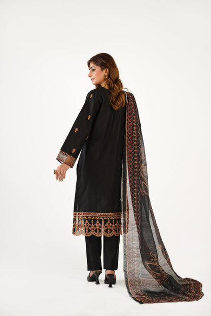 Anaya Noor Fancy Jacquard Cotton Emb 3PC