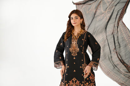 Anaya Noor Fancy Jacquard Cotton Emb 3PC