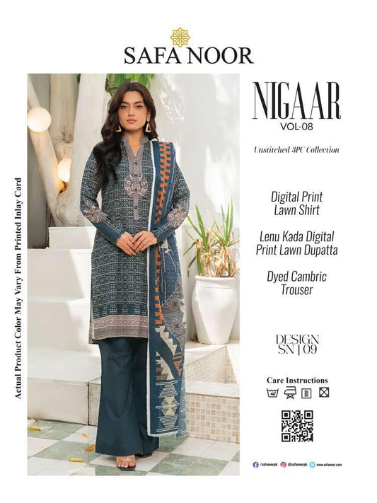 Safa Noor Digital Printed Lawn 3-PC