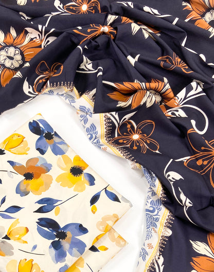 Mix Brand German Linen Printed 3PC