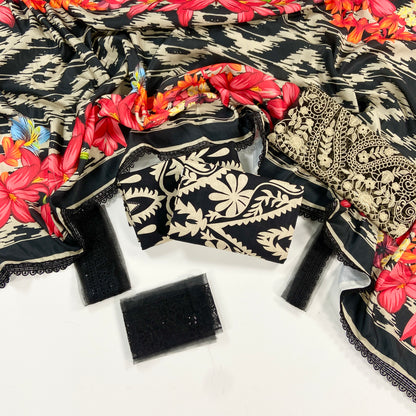 Maria B Printed Slub Khaddar With Emb Patches 3PC