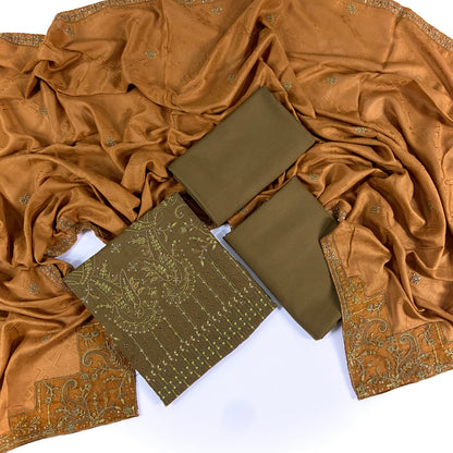 Anaya Noor Embroidered Dhanak 3PC