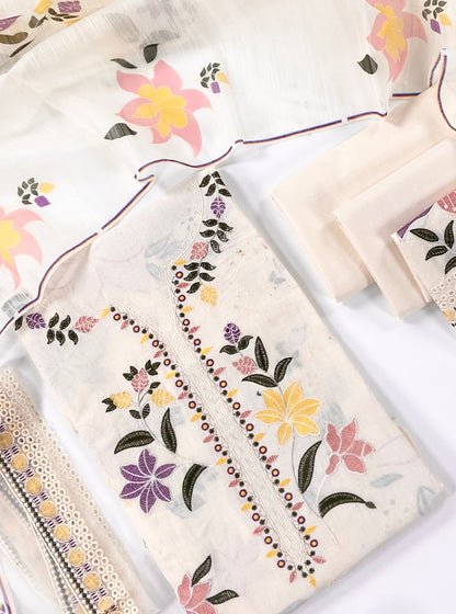 Aneelas Full Embroidered Lawn With Emb Paches 3PC