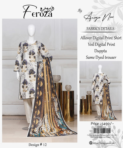 Feroza By Anaya Noor Printed Lawn 3-PC