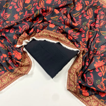 Maria B Linen Dyed Matching Suit With Wool Shawl-3PC