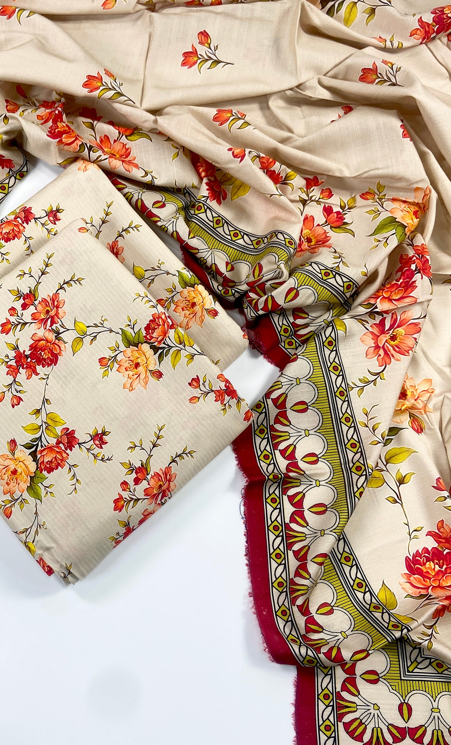 Anaya Noor Printed Bana Dora Slub Linen 3PC