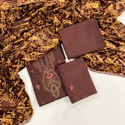 Maria B Emb Dhanak with Plachi Shawl 3PC