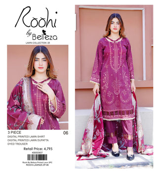 Roohi By Belleza Printed Lawn 3-PC