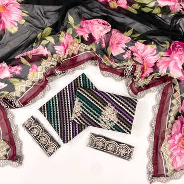 Maria B Embroiderd & Digital Printed Lawn 3PC