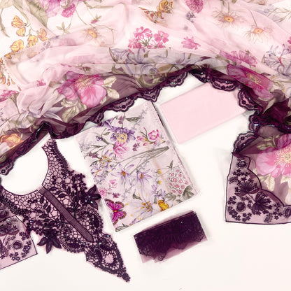 Maria B Digital Printed Lawn With Emb Patches 3PC