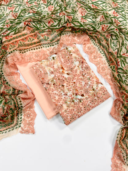 Riwayat Embroidered Lawn With Chiffon Dupatta 3PC