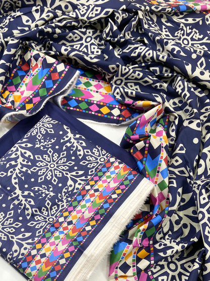 Sapphire Digital Printed Linen 3-PC