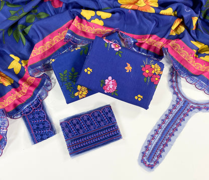 Charizma Printed Slub Khaddar With Emb Patches 3PC