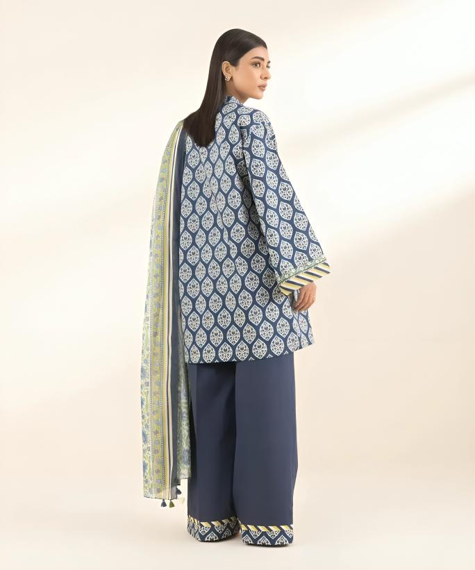 Sapphire Digital Printed Linen 3-PC