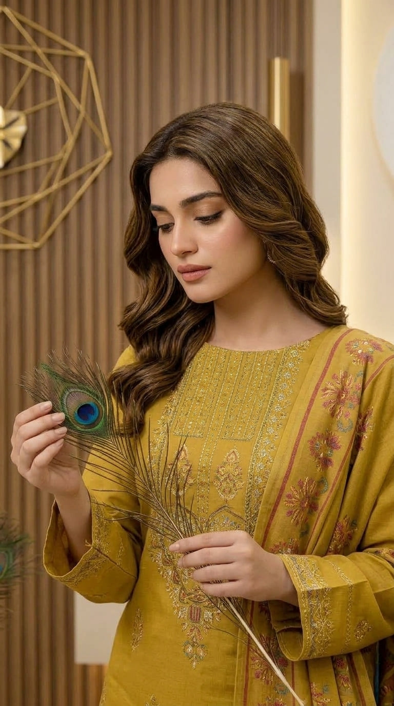 Kashmala By Anaya Noor Heavy Emb Khaddar With Woolen Shawl 3PC
