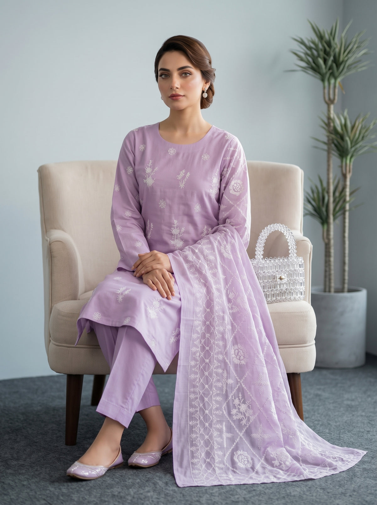 White Rose By Anaya Noor Emb Viscose 3PC