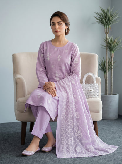 White Rose By Anaya Noor Emb Viscose 3PC