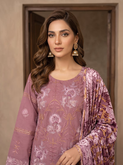 Luxuria By Anaya Noor Heavy Emb Dhanak With Plachi Shawl 3PC
