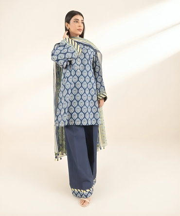 Sapphire Digital Printed Linen 3-PC
