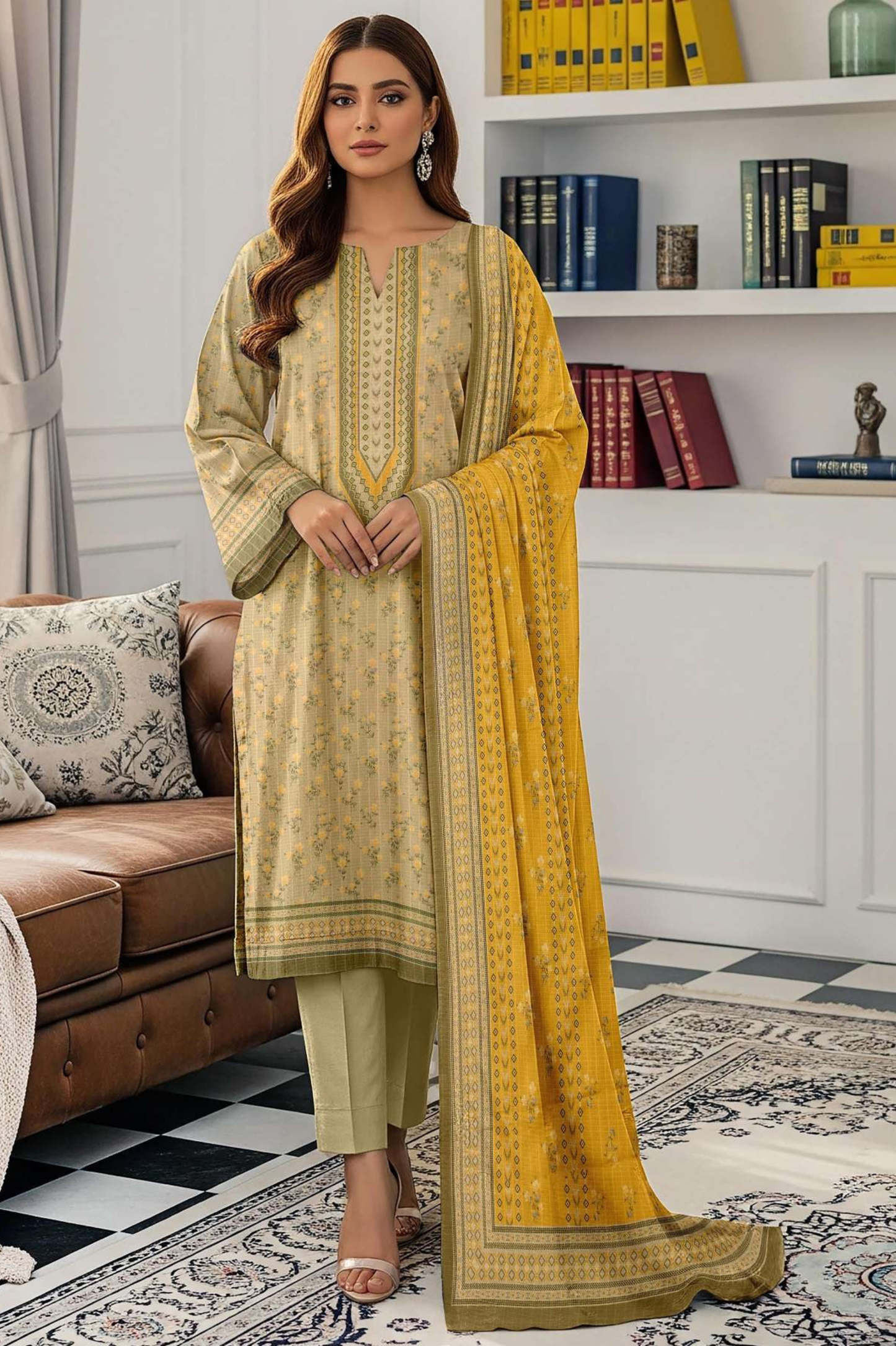 Zara Ali Printed Dobby 3PC