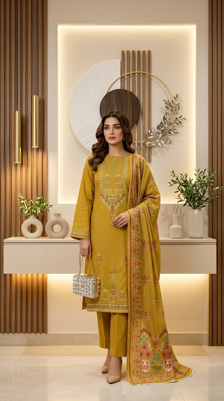 Kashmala By Anaya Noor Heavy Emb Khaddar With Woolen Shawl 3PC