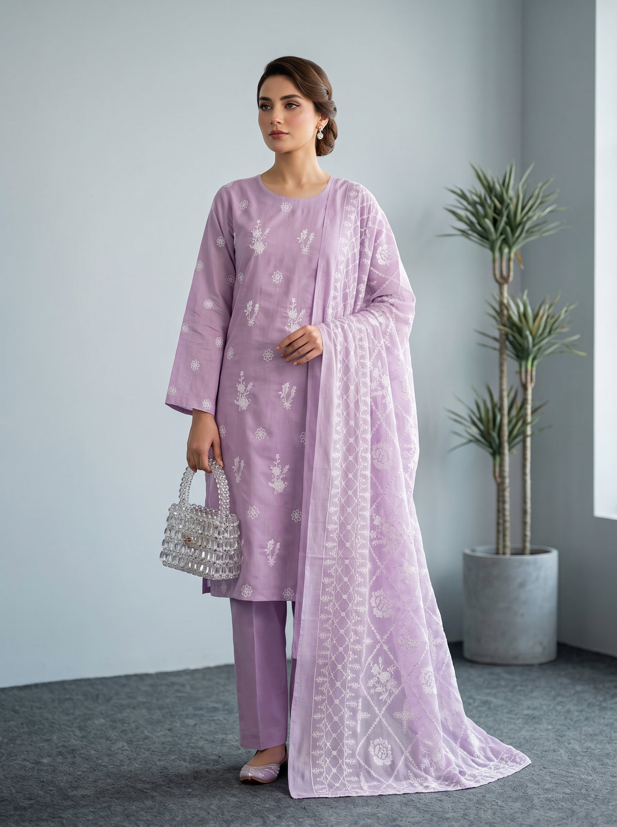 White Rose By Anaya Noor Emb Viscose 3PC