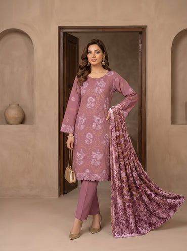 Luxuria By Anaya Noor Heavy Emb Dhanak With Plachi Shawl 3PC