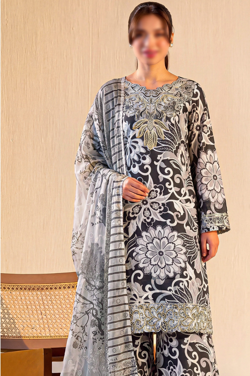 Asifa Nabeel Shamoz Silk With Emb Patches 3PC
