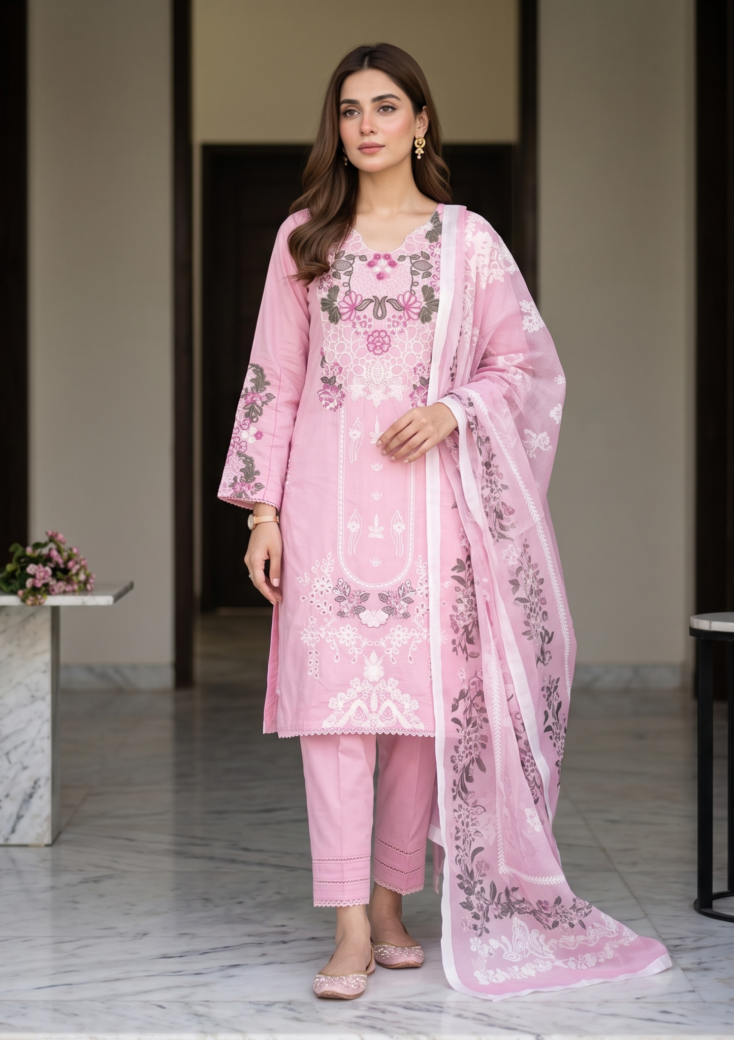 Rise By Anaya Noor Heavy Plain Emb Lawn 3PC