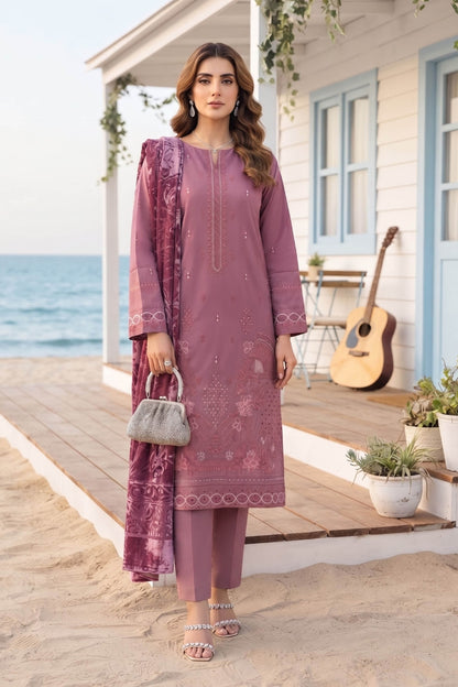 Khoshbo Sa By Anaya Noor Full Emb Dhanak With Plachi Shawl 3PC