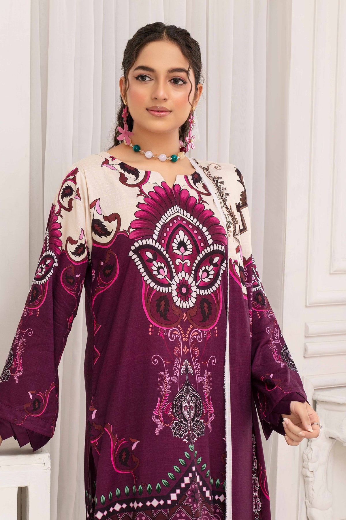 Fabiha By Feroza Digital Printed Bana Dora Staple Linen 3PC