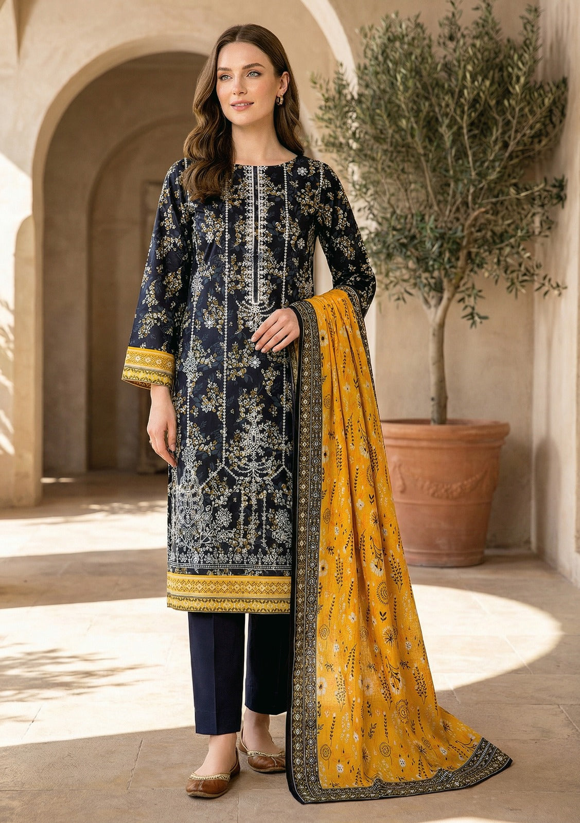 Riwaaz By Anaya Noor Printed & Emb Lawn 3PC