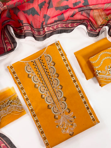 izel Plain Embroidered Lawn 3PC
