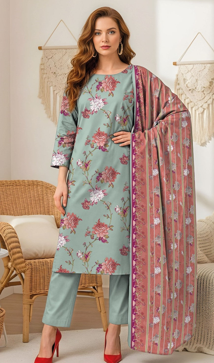 Coco Prints Fancy Printed Lawn 3PC