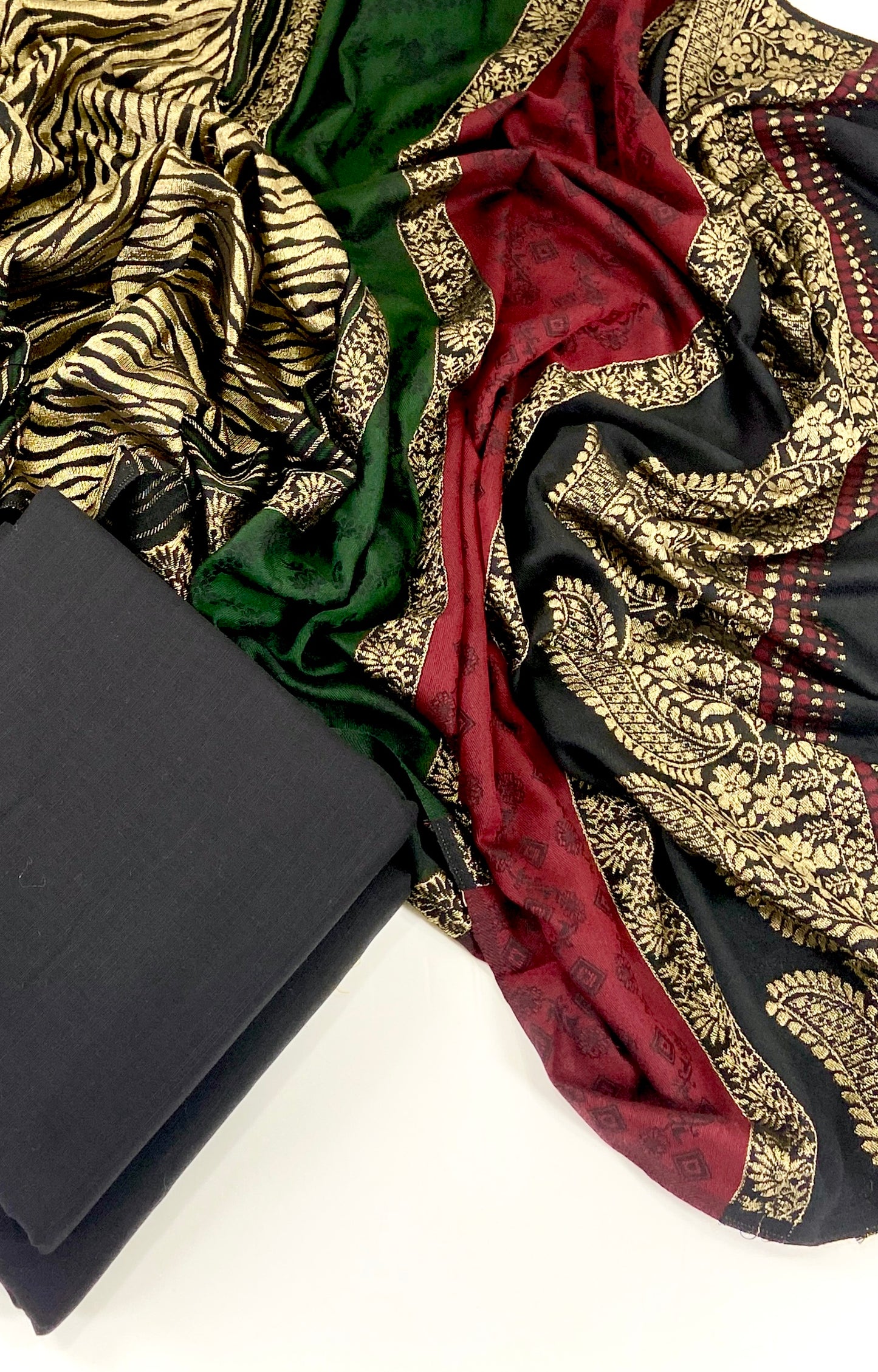 Khaddar Shirt And Trouser With Fancy Wool Jacquard Shawl 3PC