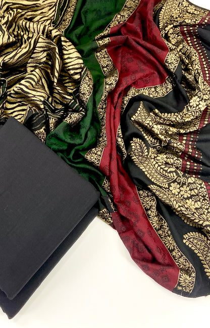 Khaddar Shirt And Trouser With Fancy Wool Jacquard Shawl 3PC