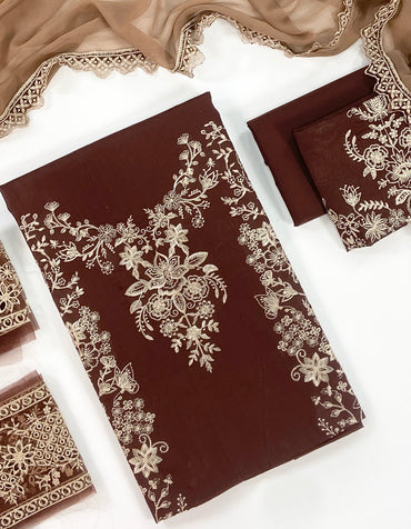 Zaha Khadija Shah Full Emb Lawn With Emb Patches 3PC