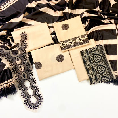 Ethnic Emb Dhanak With Shawl 3-PC