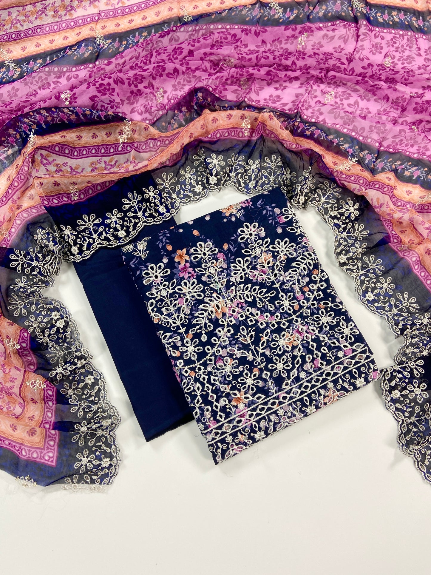 Riwayat Embroidered Lawn With Chiffon Dupatta 3PC