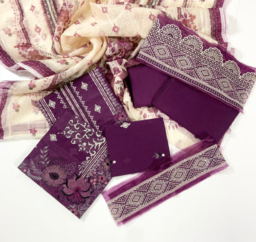 Zarqash Emb Luxury Cambric With Patches