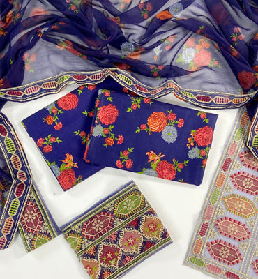 Aneelas Embroiderd & Digital Printed Lawn 3PC