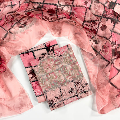 Anaya Noor Emb Bana Dora Lawn With Daman Patches 3PC