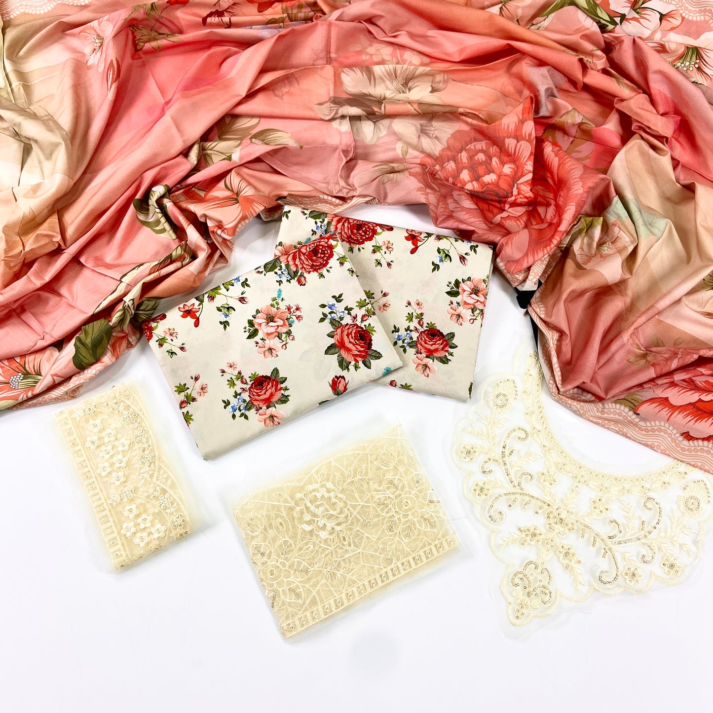Baroque Printed Linen With Emb Patches 3PC