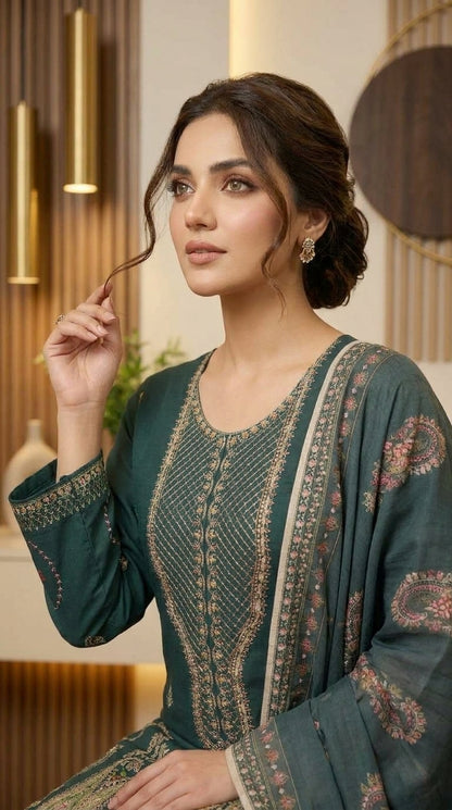 Kashmala By Anaya Noor Heavy Emb Khaddar With Woolen Shawl 3PC