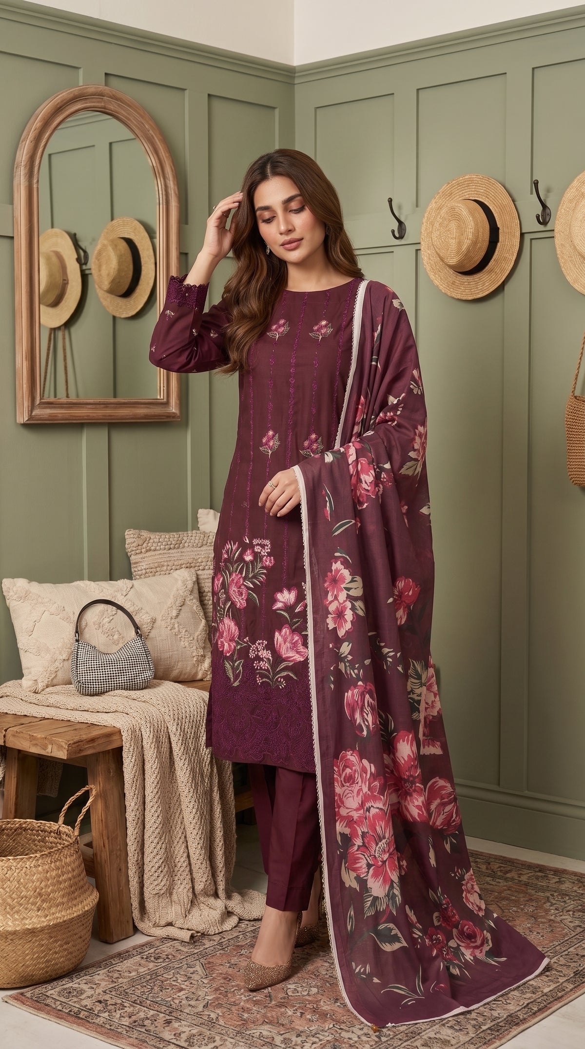 Hurab By Anaya Noor Heavy Emb Viscose 3PC
