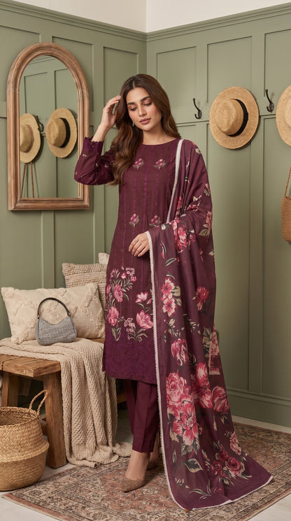Hurab By Anaya Noor Heavy Emb Viscose 3PC