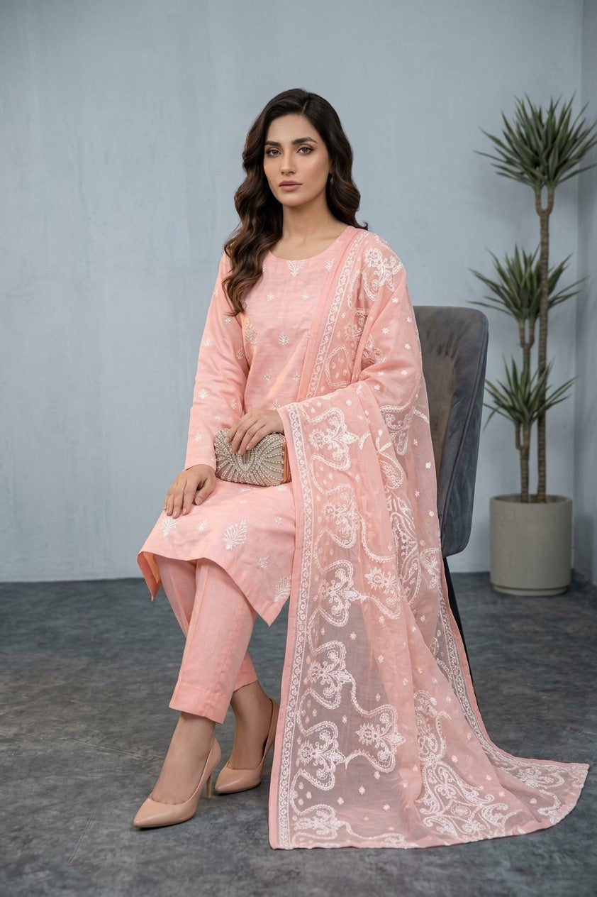 White Rose By Anaya Noor Emb Viscose 3PC