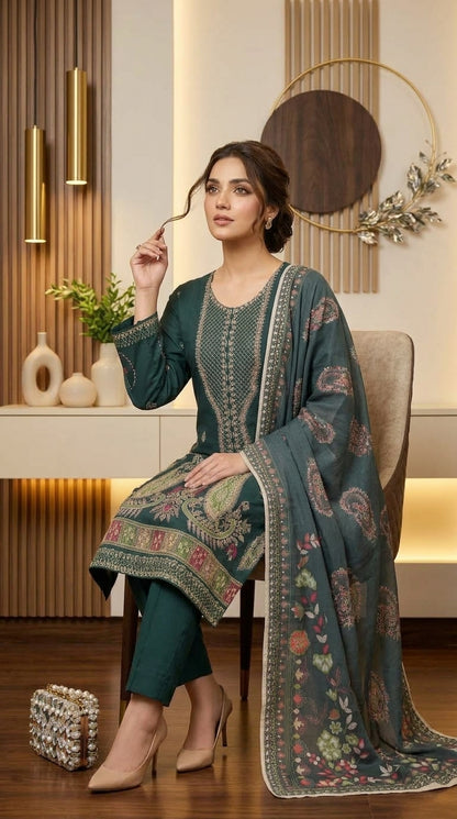 Kashmala By Anaya Noor Heavy Emb Khaddar With Woolen Shawl 3PC