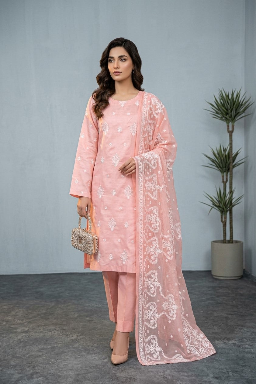 White Rose By Anaya Noor Emb Viscose 3PC